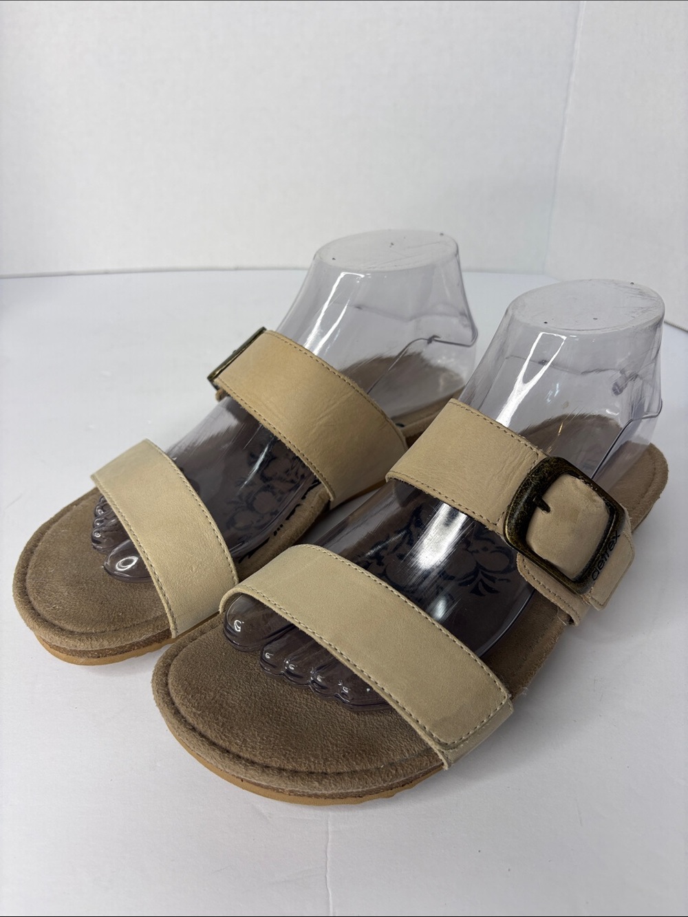 Aertrex Daisy Beige Buckle Strap Women's Slide Sandal - Picture 2 of 8
